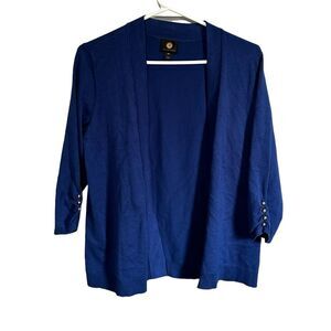Jm Collection blue 3/4 sleeve open front cardigan sweater size Petite Medium